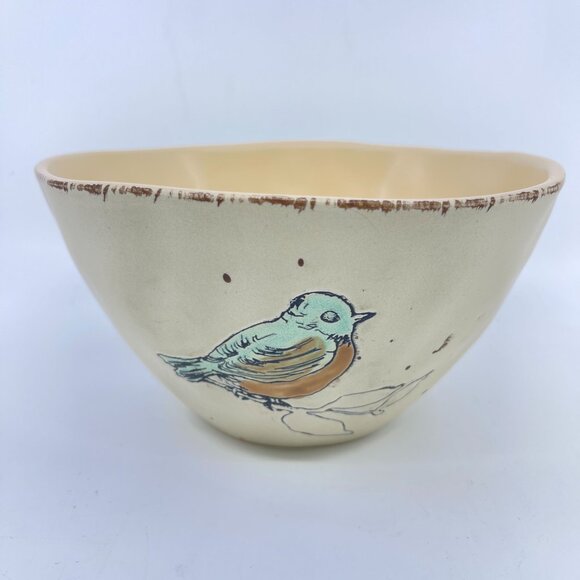 in homestylez ceramic bowl with bird design 8" x 4 1/2" - Picture 1 of 6